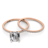Solitaire Emerald Diamond Engagement Ring Set