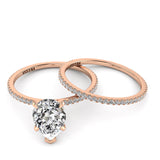 Solitaire Pear Diamond Engagement Ring Set