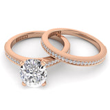 Oval Diamond Engagement Ring Set .21ct Milgrain