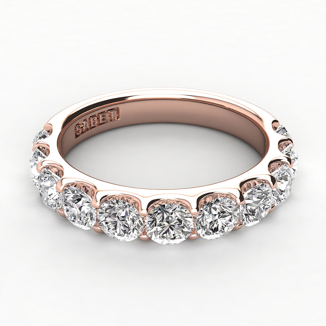 Shared Prong Diamond Wedding Band 9 Stones 1.25ct