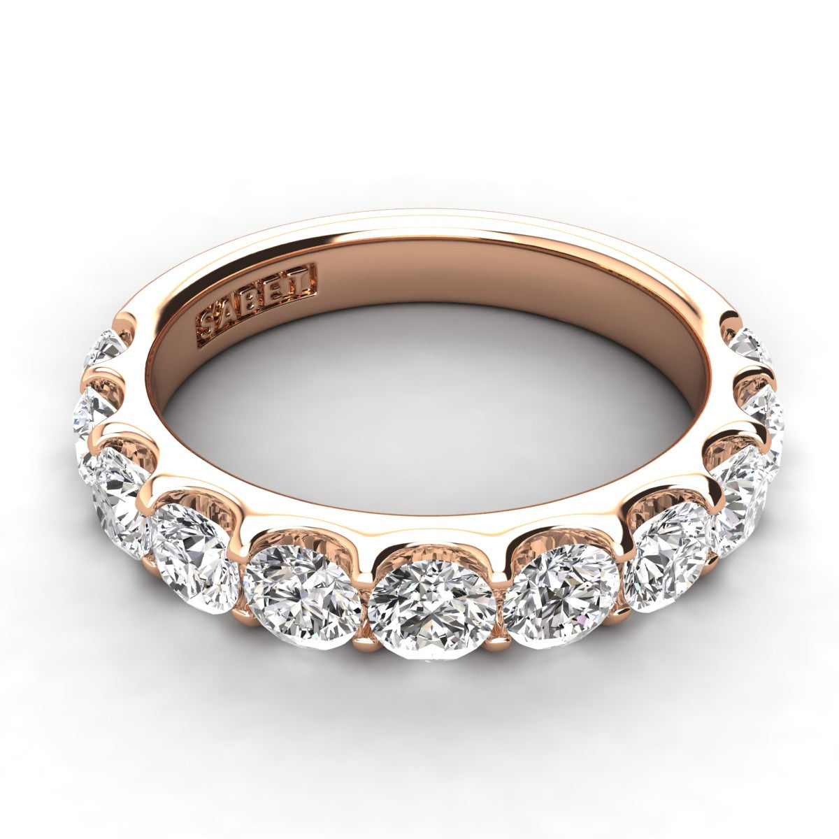 Shared Prong Diamond Wedding Band 9 Stones 1.50ct