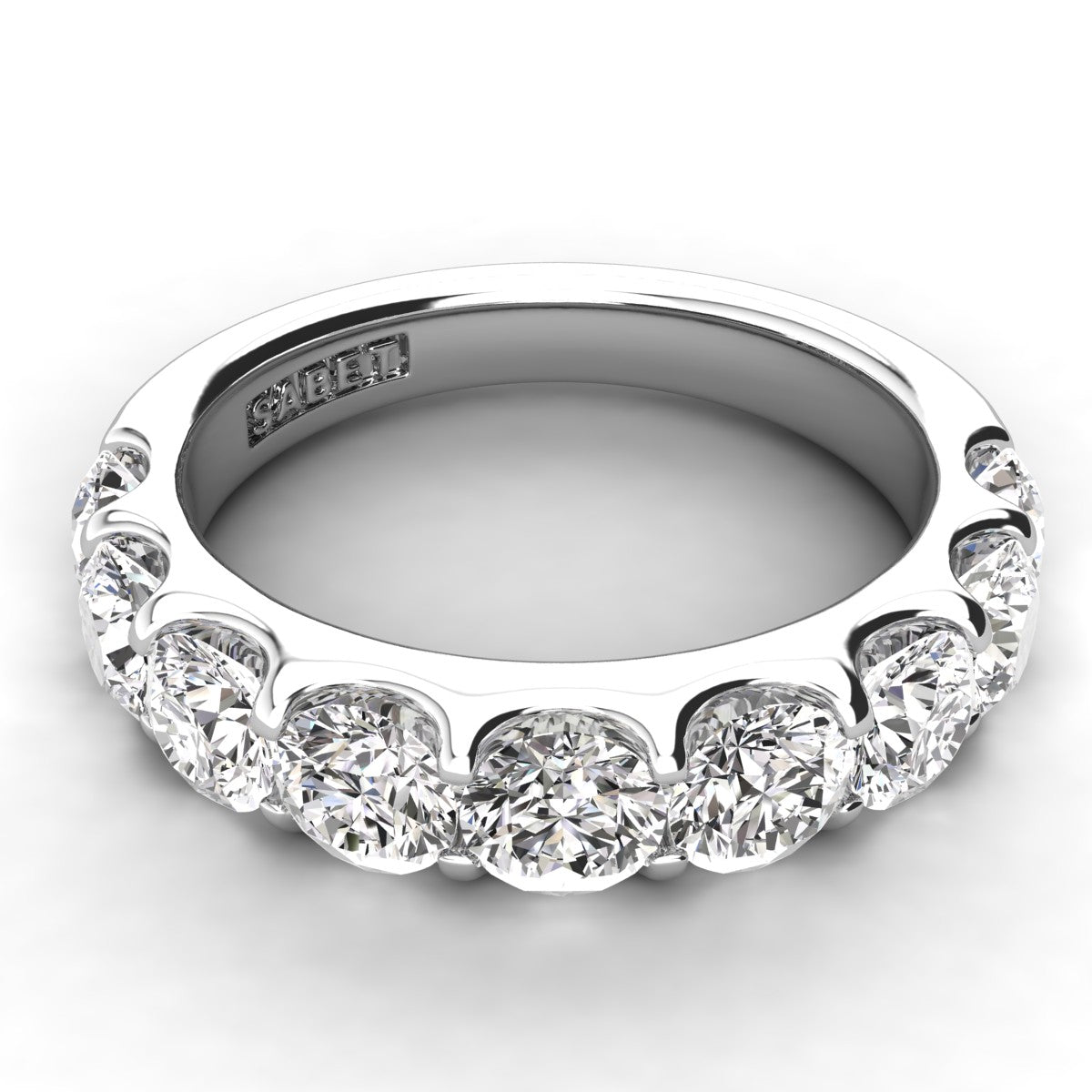 Shared Prong Diamond Wedding Band 9 Stones 2.00ct