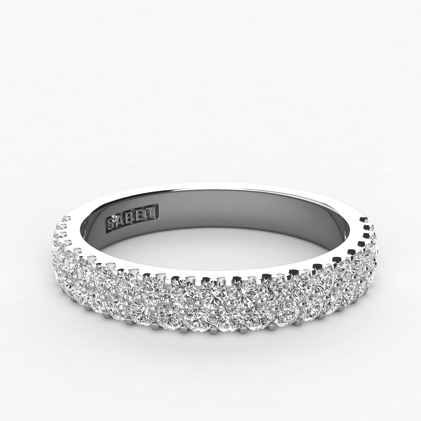 Pave Two Row Diamond Wedding Band 0.52ct