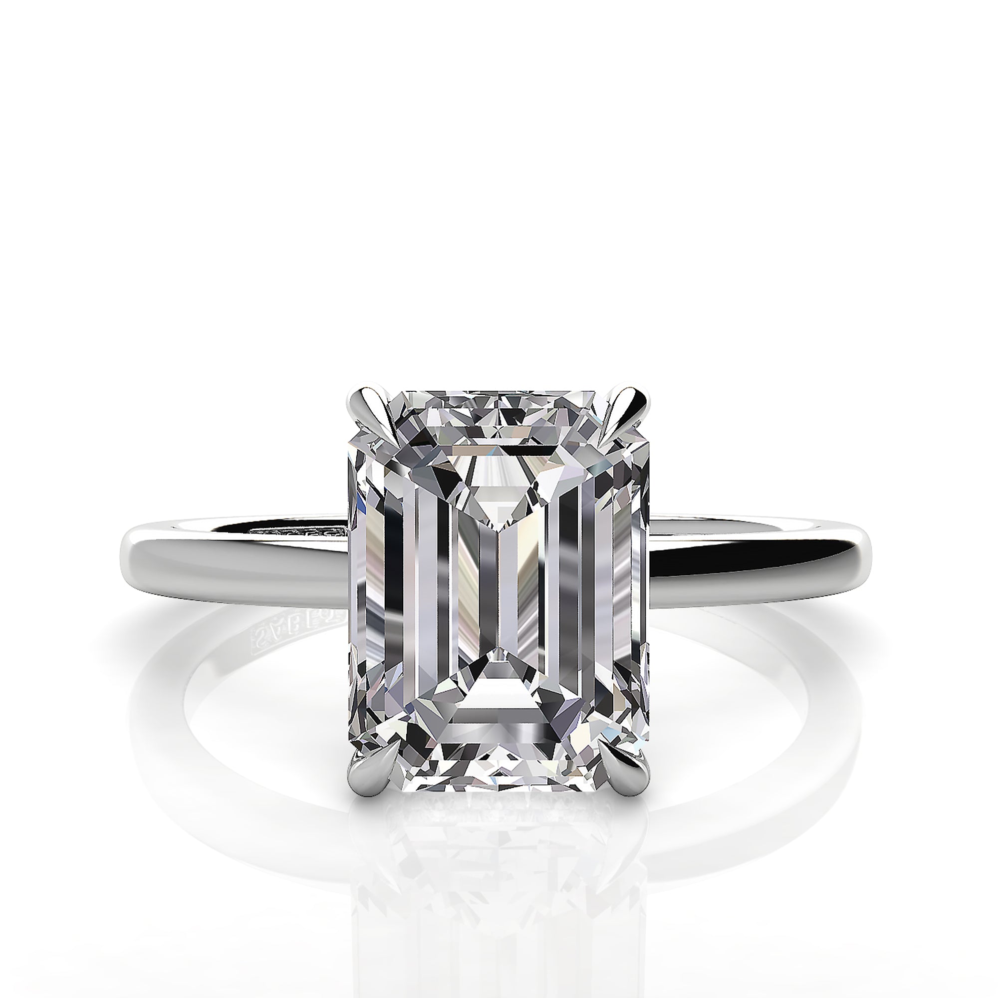 Solitaire Emerald Hidden Halo Engagement Ring