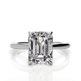 Solitaire Emerald Hidden Halo Engagement Ring