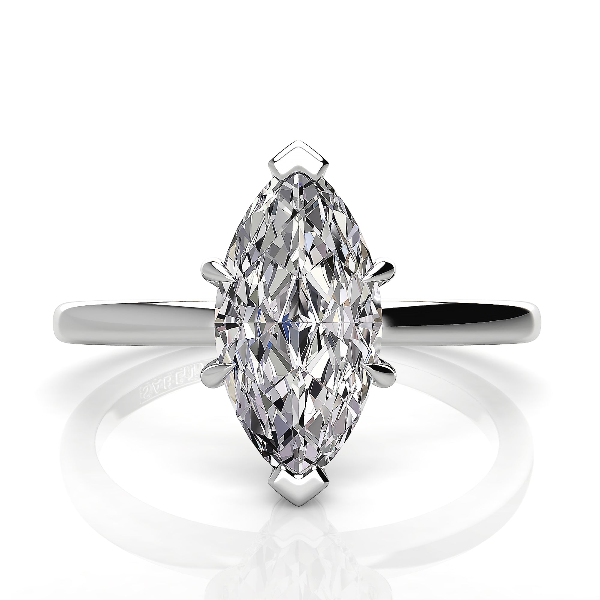 Solitaire Marquise Hidden Halo Engagement Ring