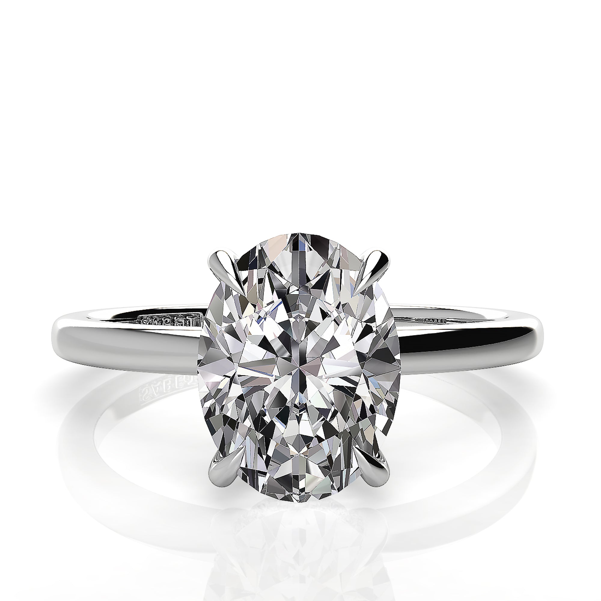Solitaire Oval Hidden Halo Engagement Ring