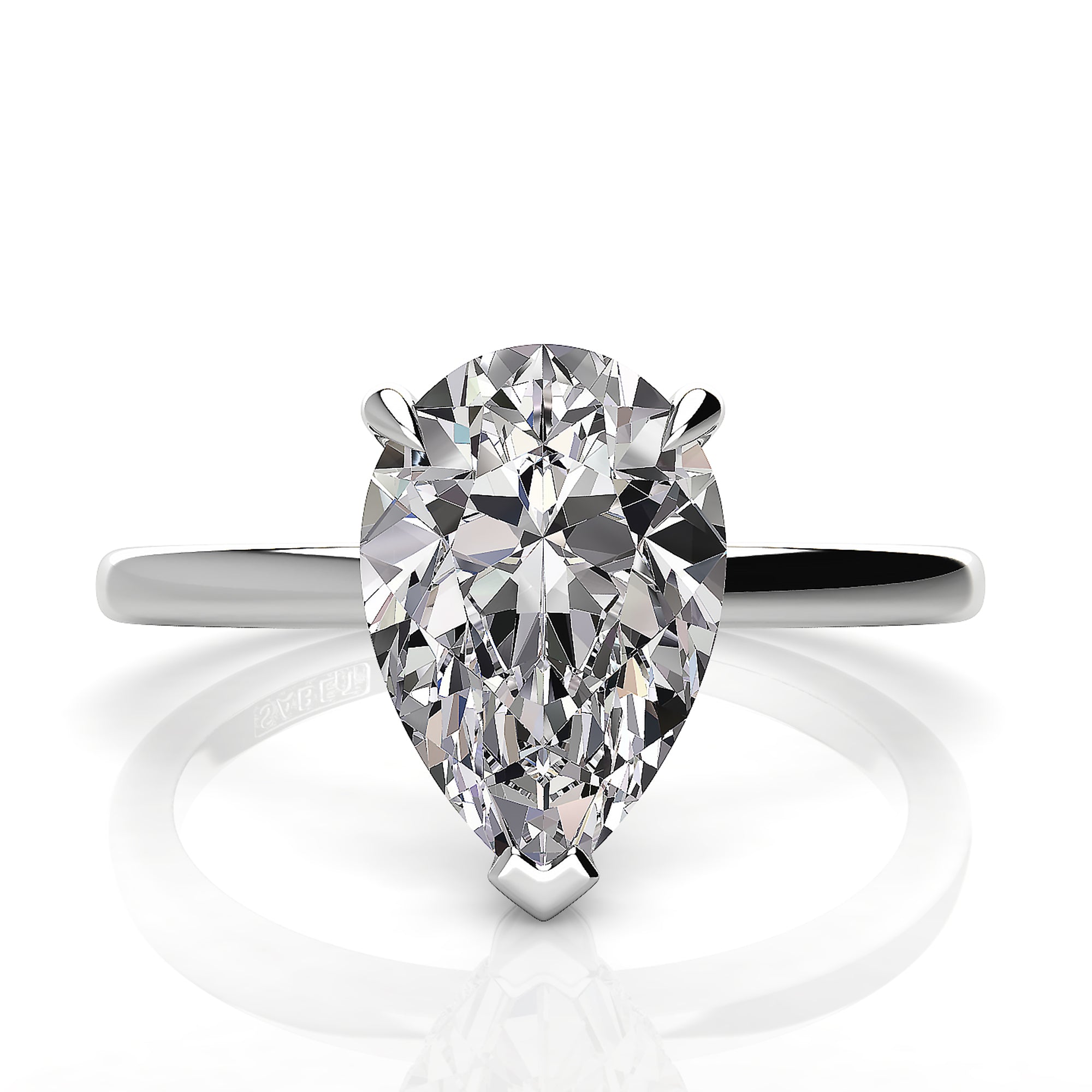 Solitaire Pear Shape Hidden Halo Engagement Ring