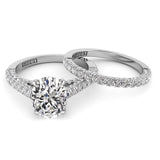 Three Sided Oval Diamond Engagement Ring Set 1.36ct