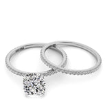 Solitaire Cushion Diamond Engagement Ring Set