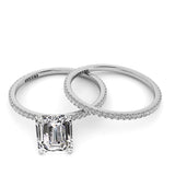 Solitaire Emerald Diamond Engagement Ring Set