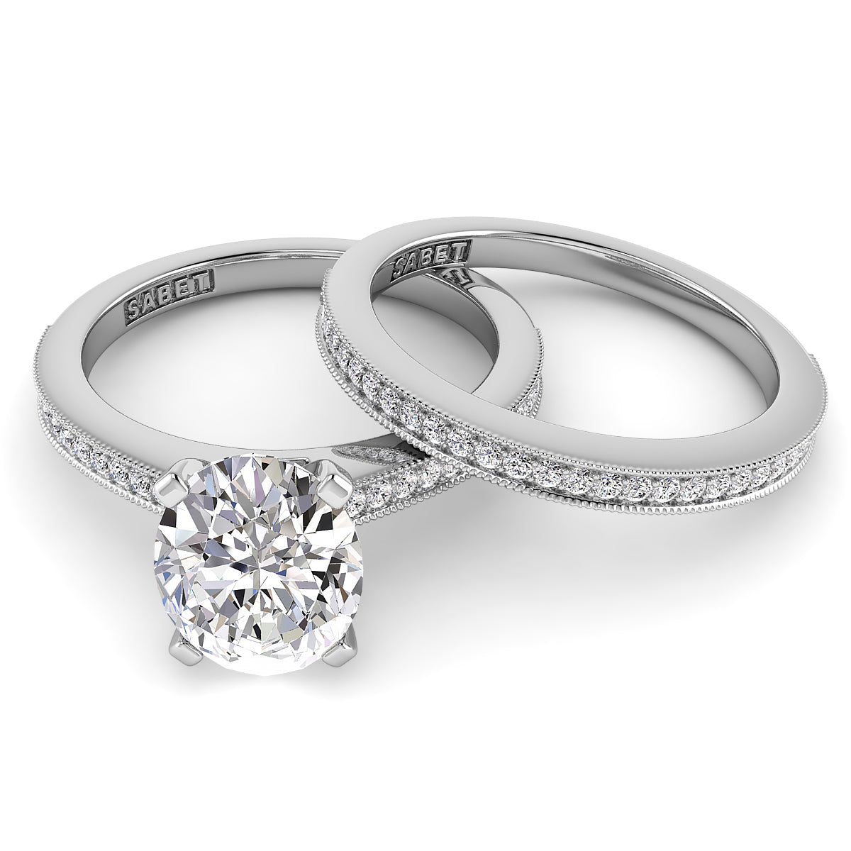 Oval Diamond Engagement Ring Set .21ct Milgrain