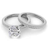 Oval Diamond Engagement Ring Set .21ct Milgrain