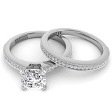 Cushion Diamond Engagement Ring Set