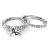 Three Sided Round Diamond Engagement Ring Set 1.36ct
