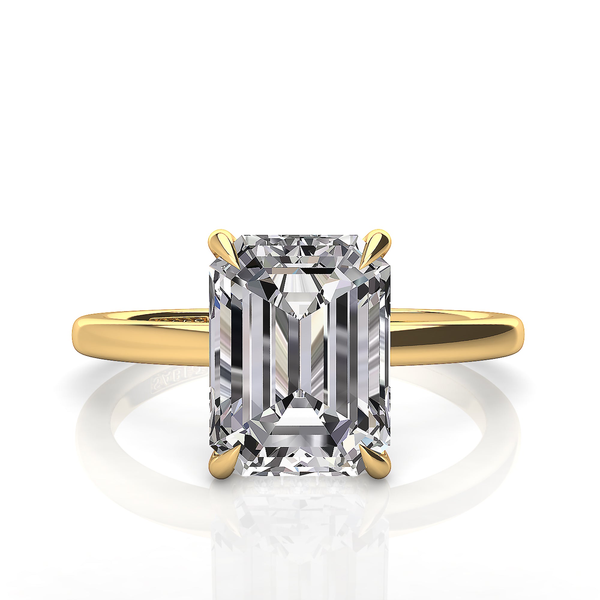 Solitaire Emerald Hidden Halo Engagement Ring