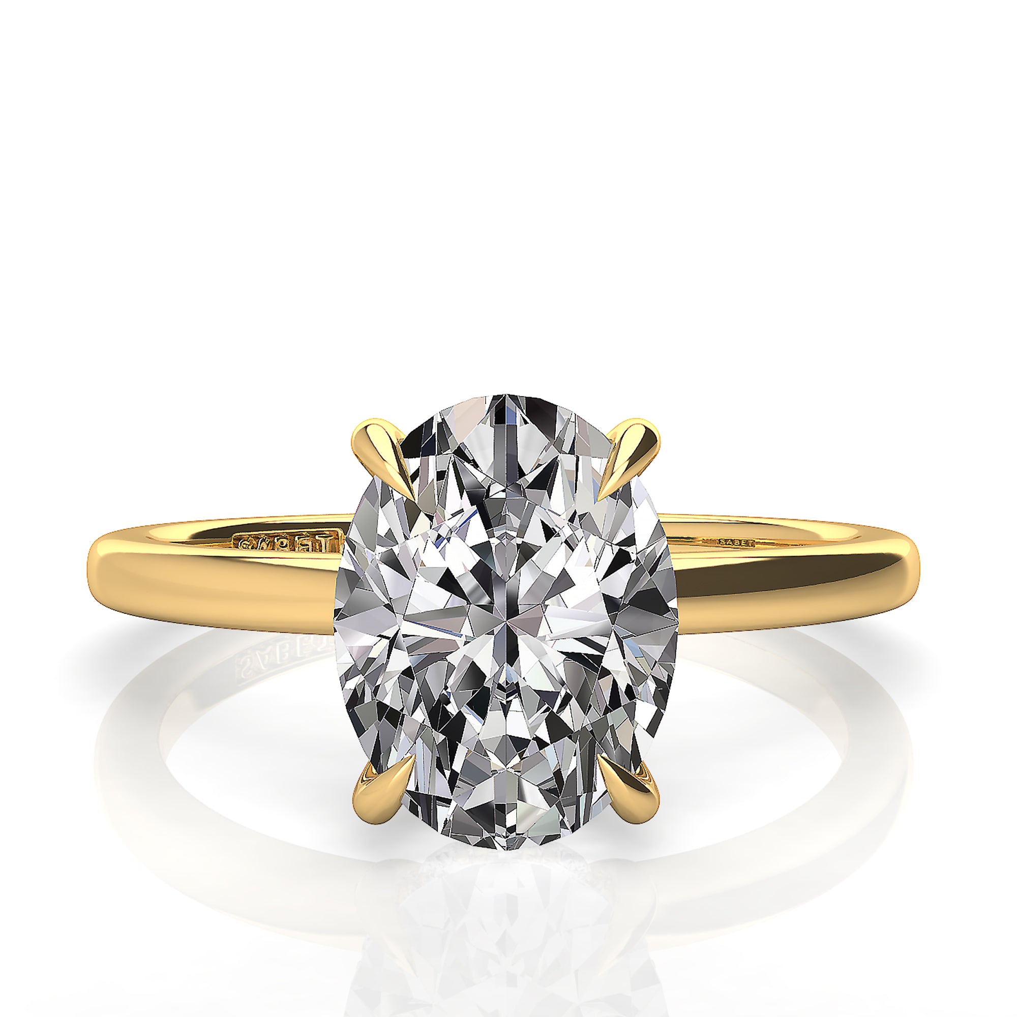 Solitaire Oval Hidden Halo Engagement Ring