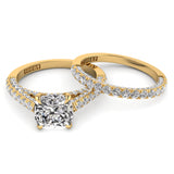 Three Sided Cushion Diamond Engagement Ring Set 1.36ct