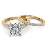 Three Sided Radiant Diamond Engagement Ring Set 1.36ct