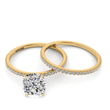 Solitaire Cushion Diamond Engagement Ring Set