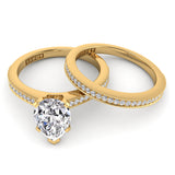 Pear Diamond Engagement Ring Set .21ct Milgrain