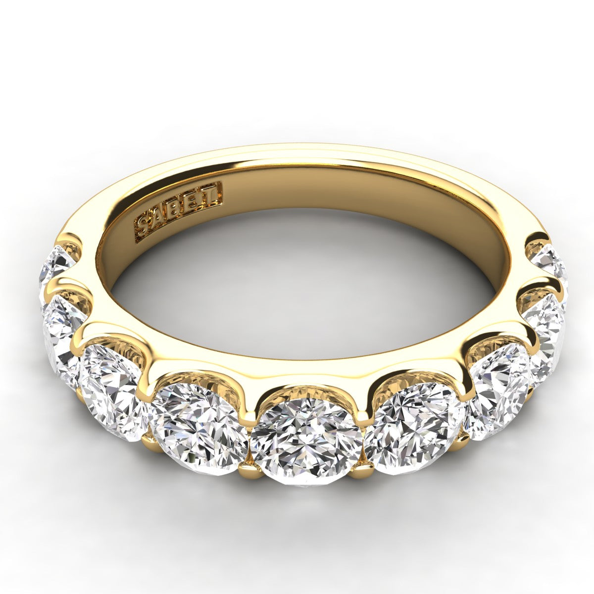 Shared Prong Diamond Wedding Band 9 Stones 2.00ct