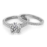 Three Sided Pave Oval Diamond Engagement Ring Set 1.33ct
