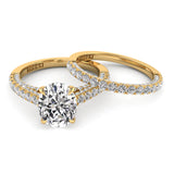 Three Sided Pave Oval Diamond Engagement Ring Set 1.33ct