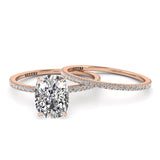 Solitaire Cushion Diamond Engagement Ring Set