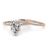 Solitaire Pear Diamond Engagement Ring Set