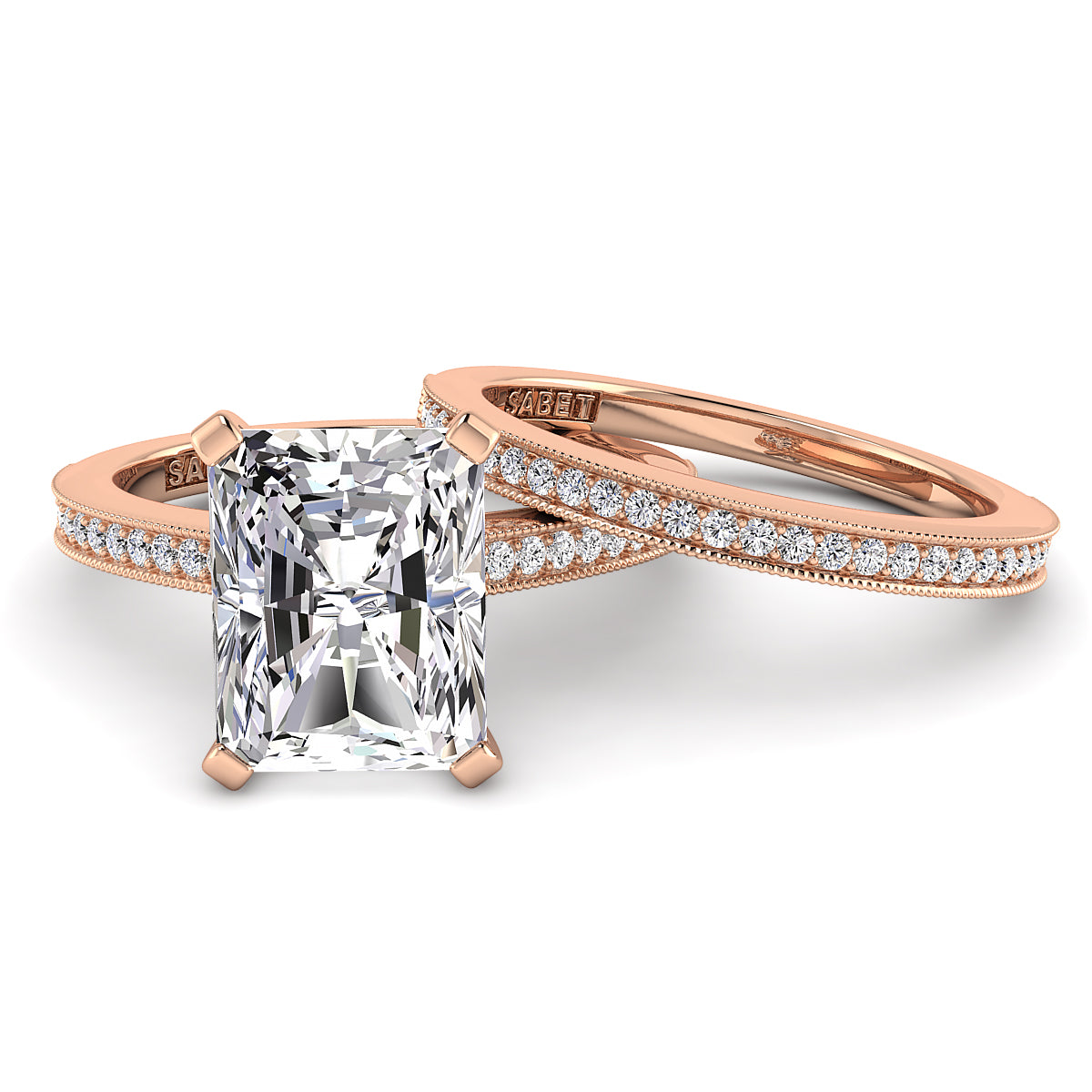 Radiant Diamond Engagement Ring Set