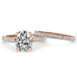 Three Sided Oval Diamond Engagement Ring Set 1.36ct