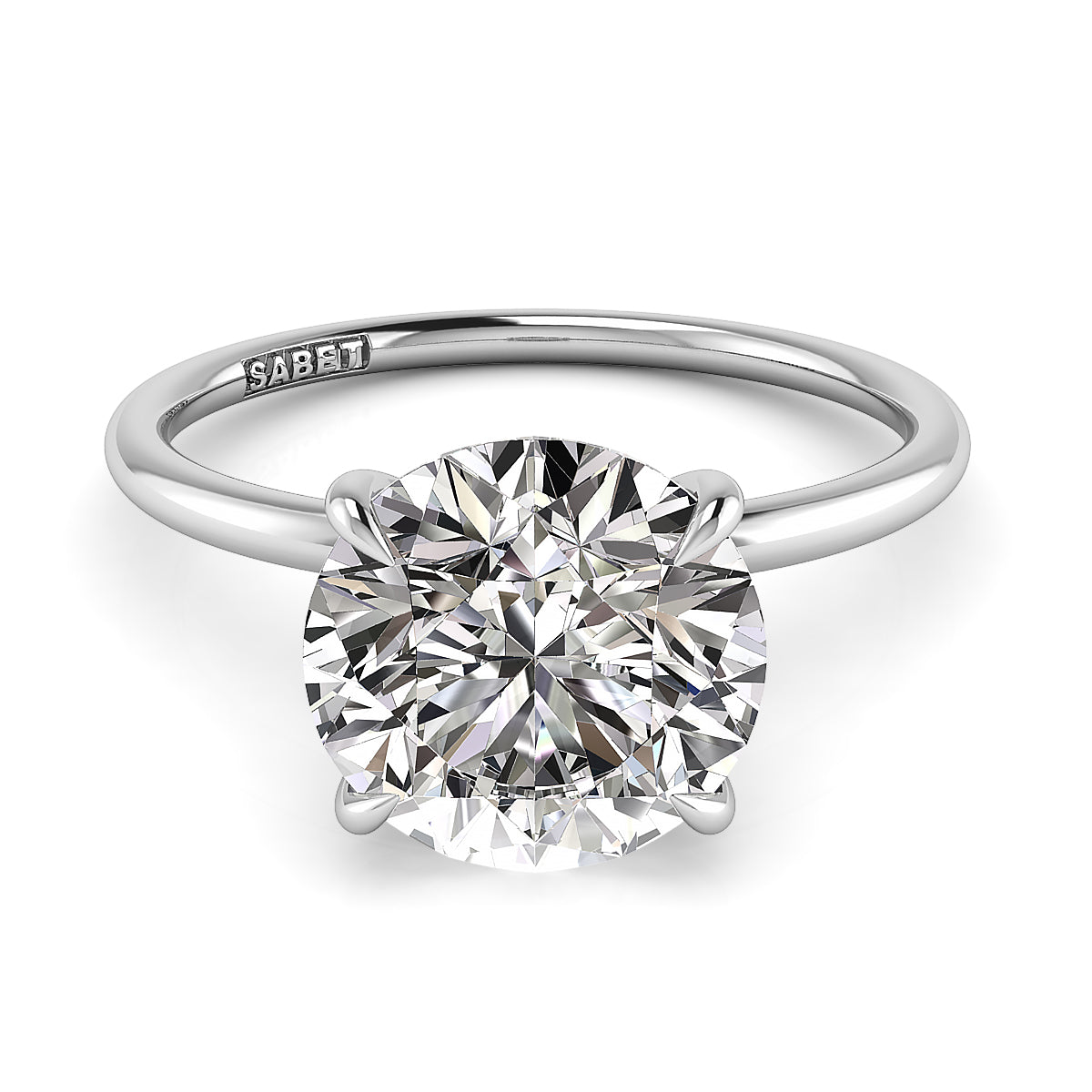 Round Pave Engagement Ring with Diamond Belt 0.05ct