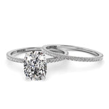 Solitaire Cushion Diamond Engagement Ring Set