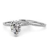 Solitaire Pear Diamond Engagement Ring Set