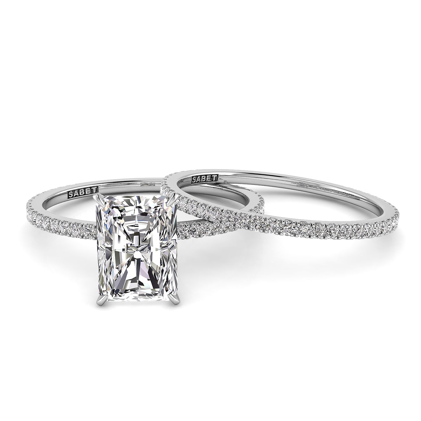 Solitaire Radiant Diamond Engagement Ring Set