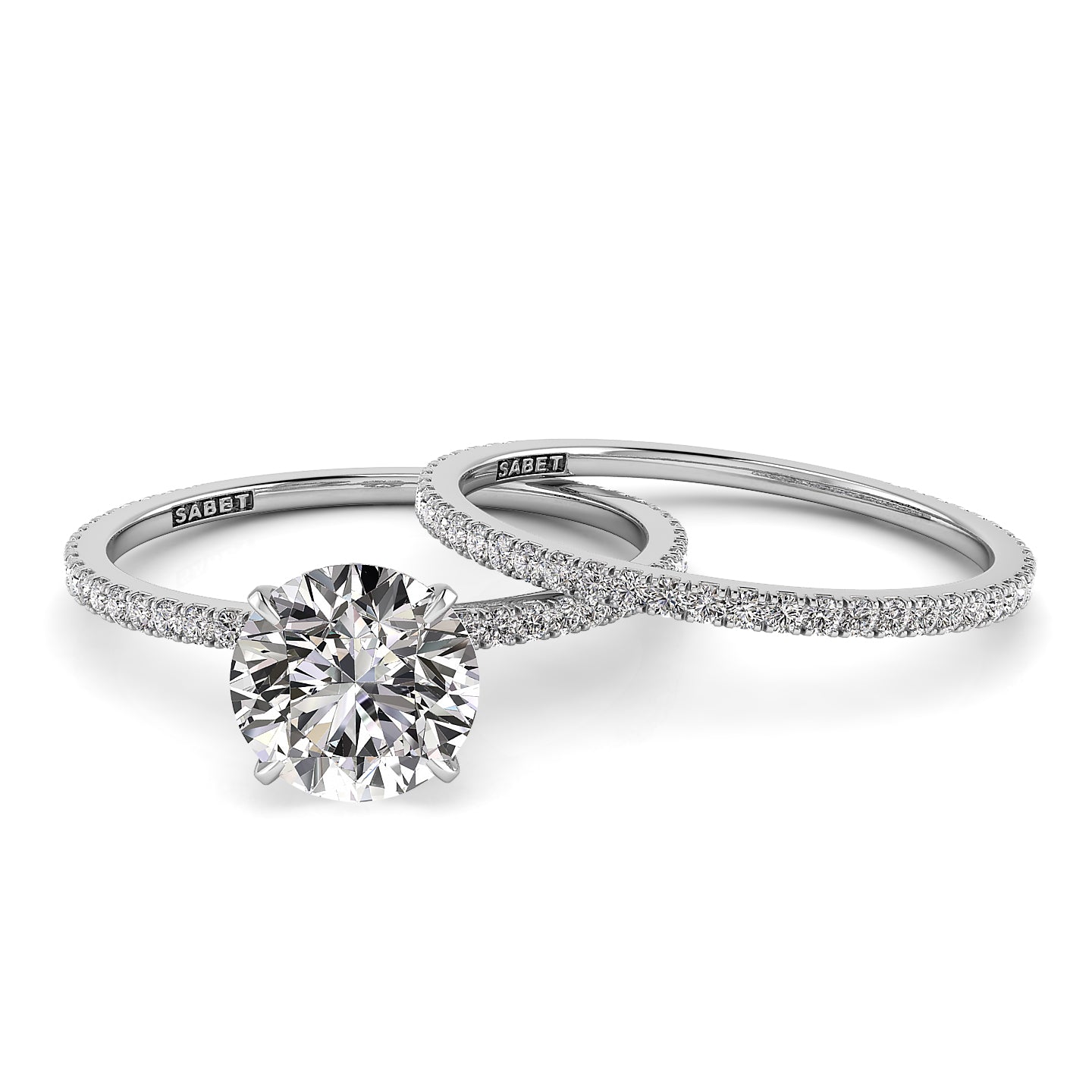Solitaire Round Diamond Engagement Ring Set