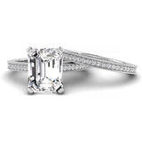 Emerald Diamond Engagement Ring Set .21ct