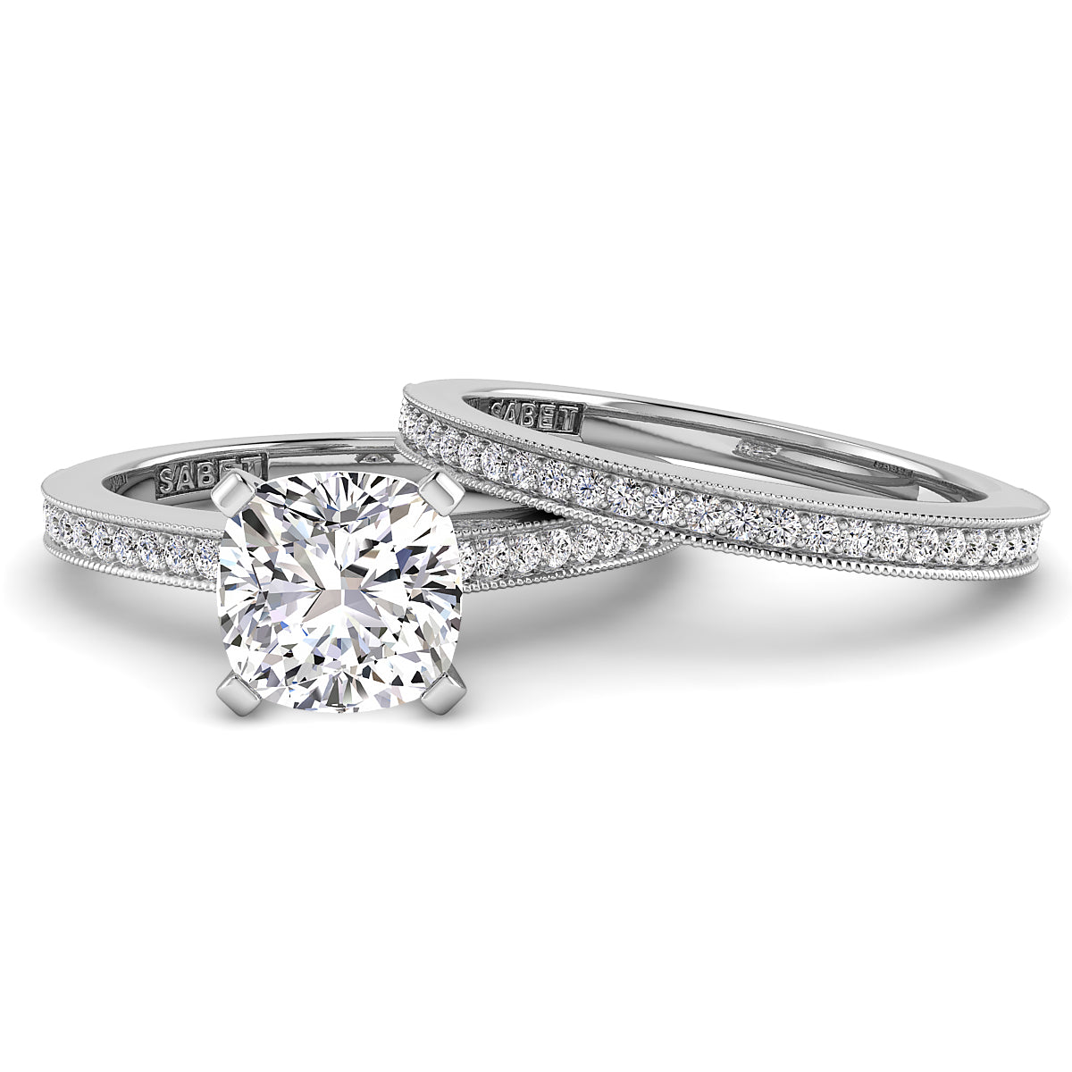 Cushion Diamond Engagement Ring Set