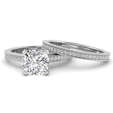 Cushion Diamond Engagement Ring Set