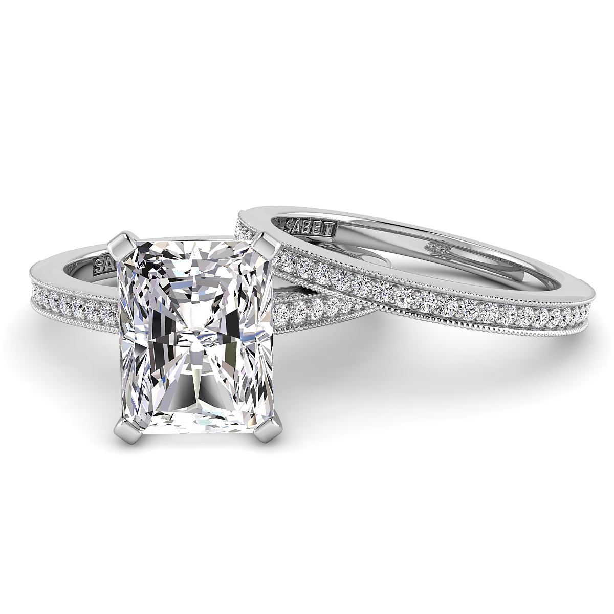 Radiant Diamond Engagement Ring Set