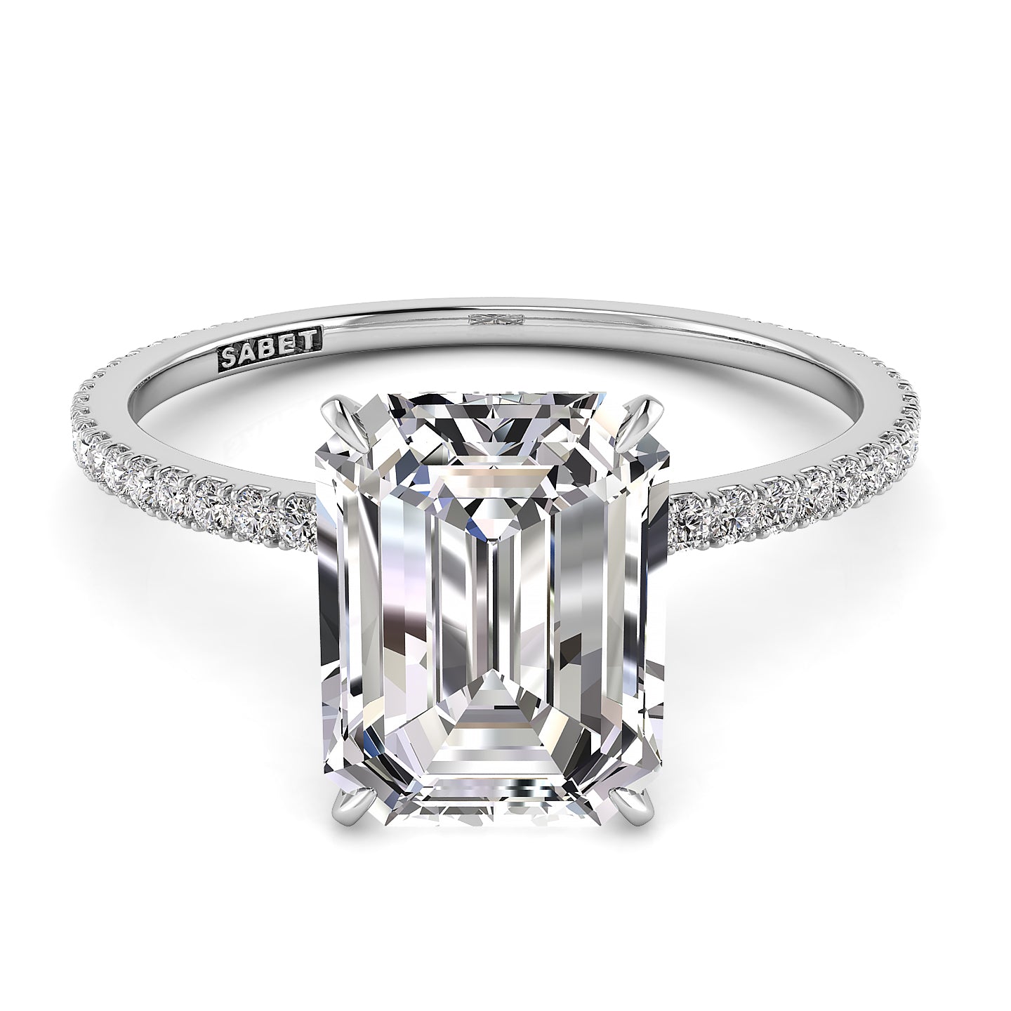 Solitaire Emerald Diamond Engagement Ring