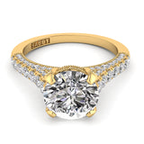 Three Sided Pave Round Diamond Engagement Ring 0.65ct