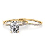 Solitaire Cushion Diamond Engagement Ring Set