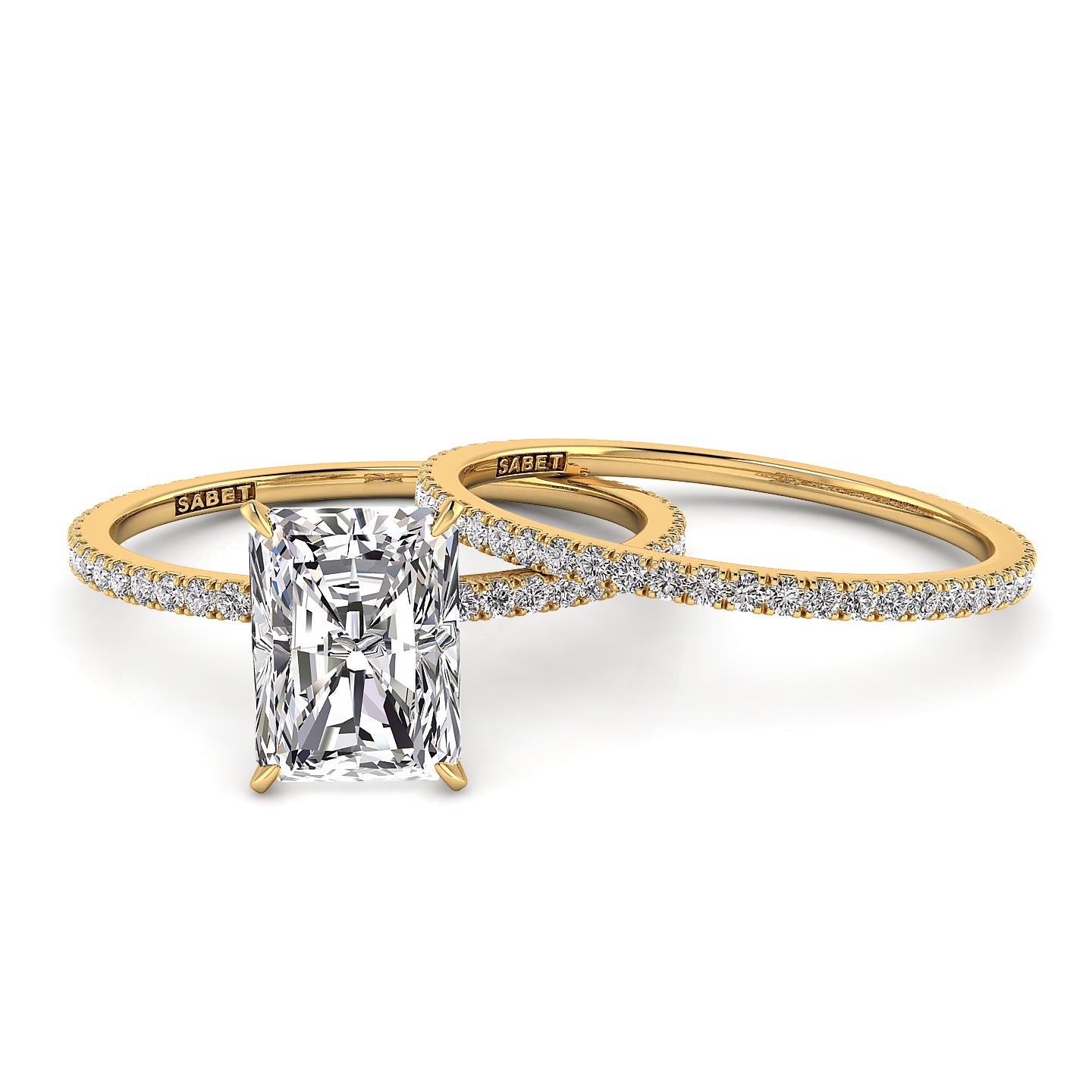 Solitaire Radiant Diamond Engagement Ring Set