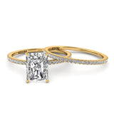Solitaire Radiant Diamond Engagement Ring Set