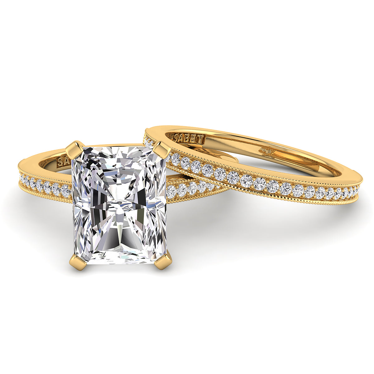 Radiant Diamond Engagement Ring Set