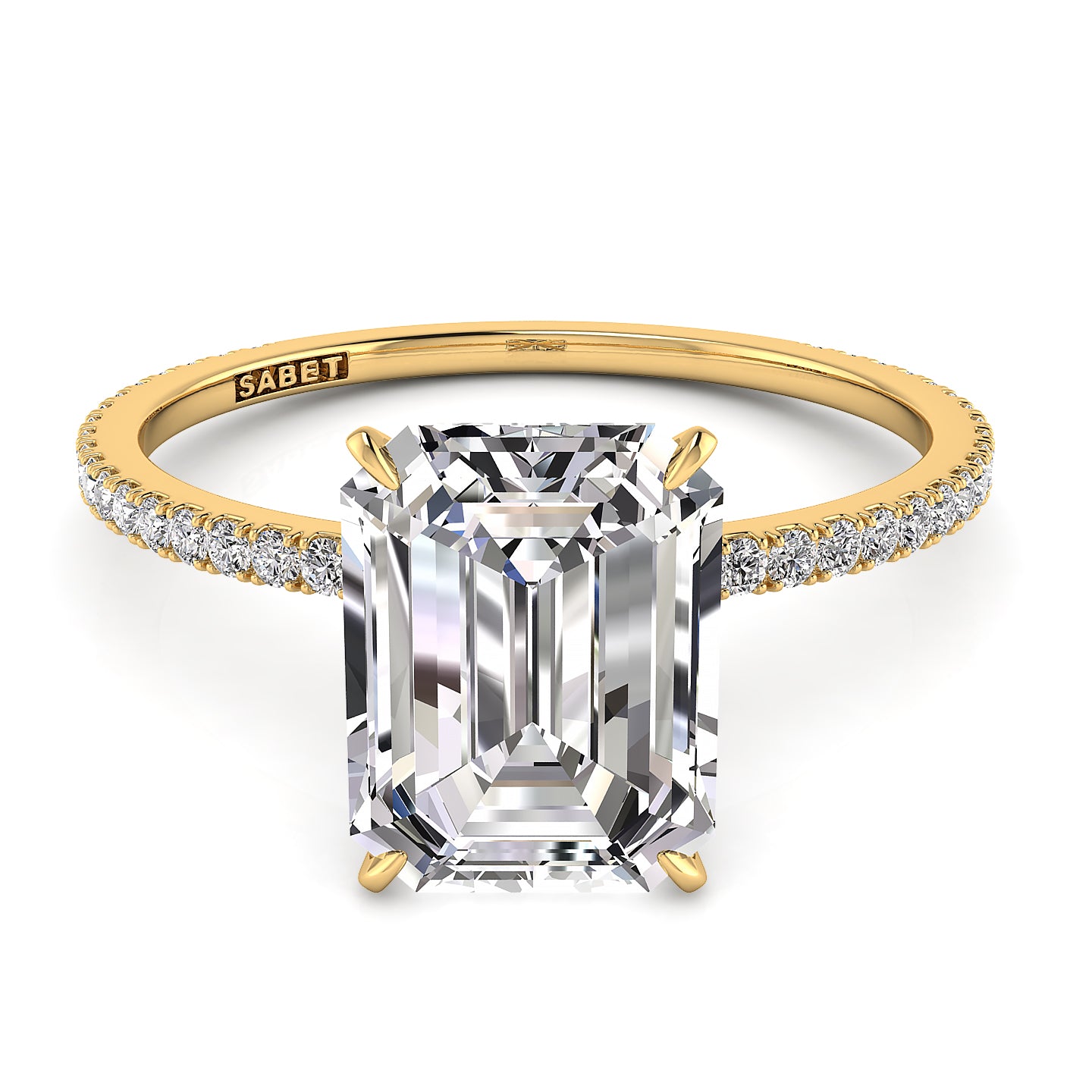 Solitaire Emerald Diamond Engagement Ring