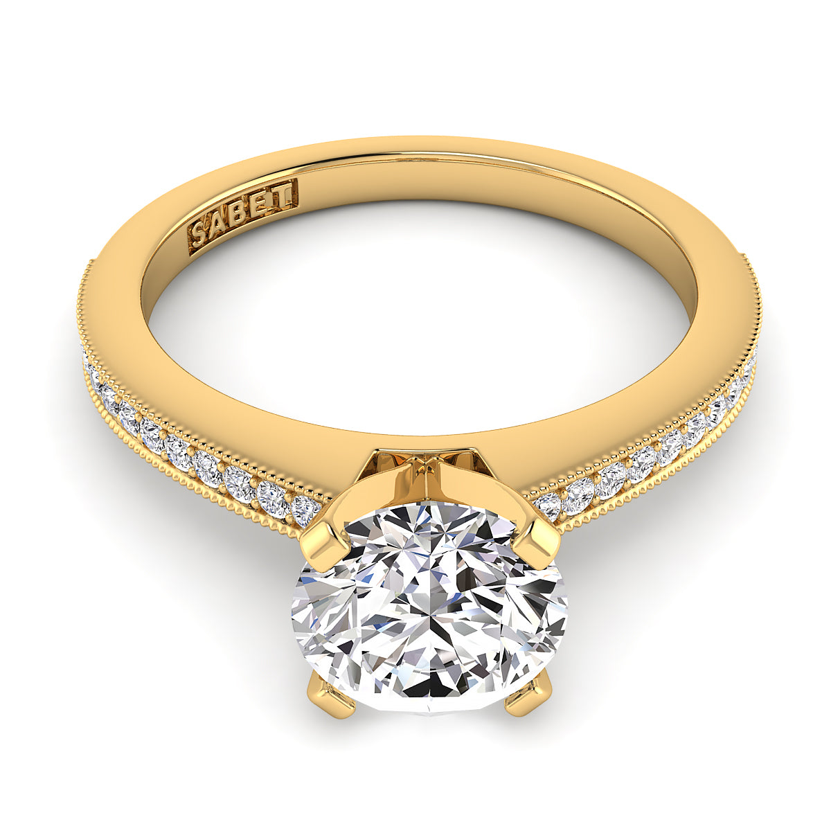 Round Diamond Engagement Ring Set .11ct with Milgrain
