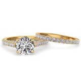 Three Sided Round Diamond Engagement Ring Set 1.36ct